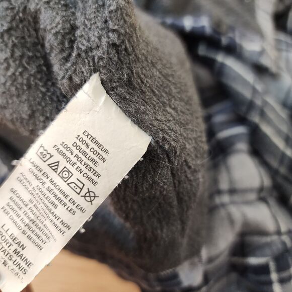 LL Bean Fleece Lined Flannel Shacket Mens L REG Traditional Fit Blue Plaid - Picture 13 of 14